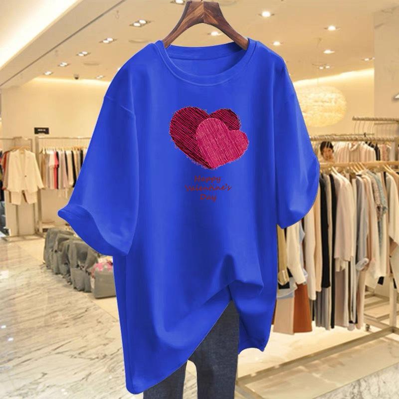 Pure cotton new t-shirt women's summer love pattern printing loose casual design bottoming shirt short sleeve isn't top