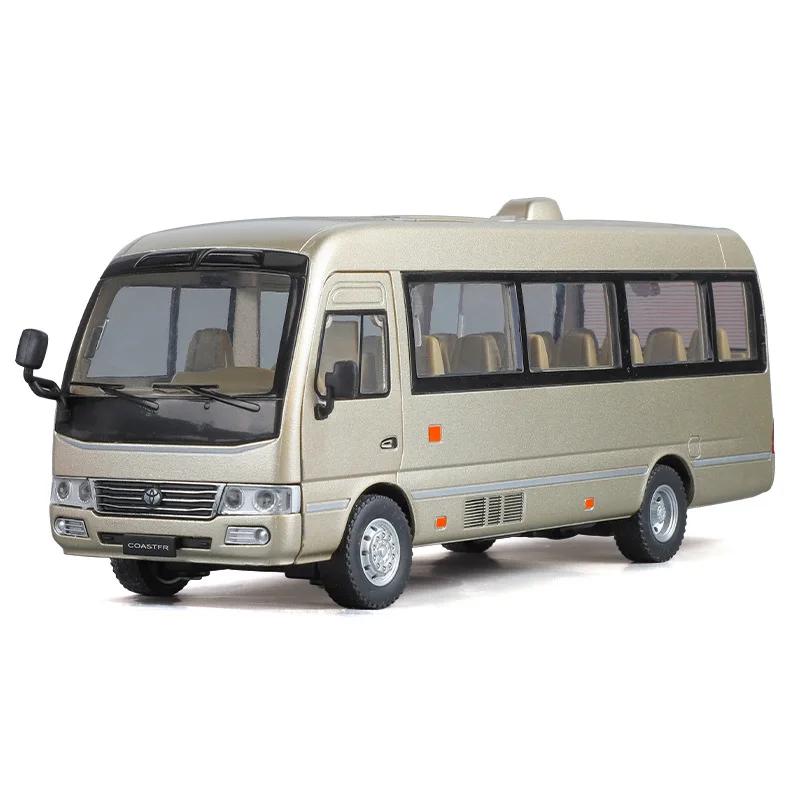 1:24 Scale Coaster Model Car Toy Free Wheeling Doors Opened Metal Diecast Miniature Bus Sound Light Vehicle Models Hobby Gifts