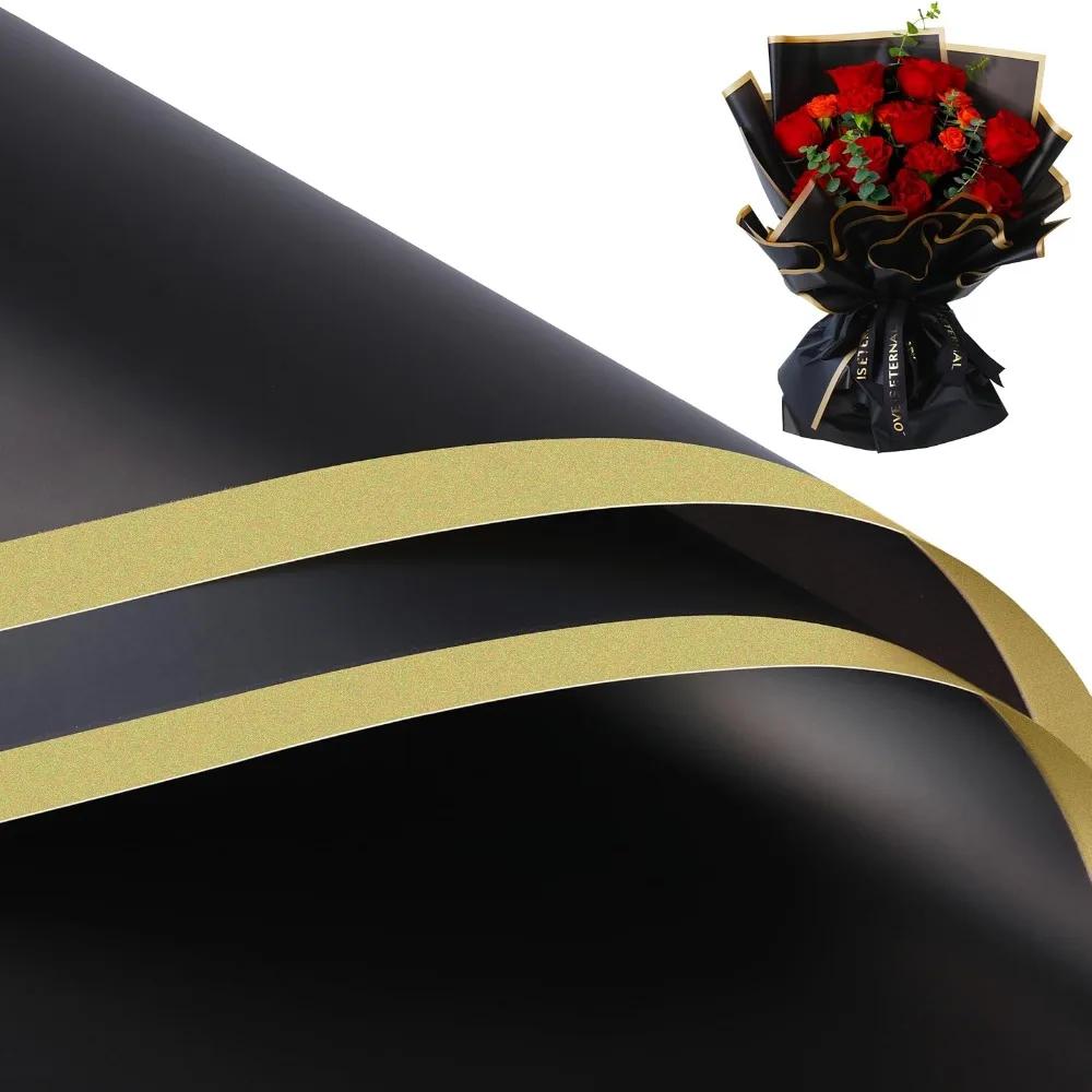 Blumenpapier 1 Stück Goldener Rand Rose Koreanischer Stil Halbtransparent Geschenkverpackung Floristen Straußverpackungsmaterial