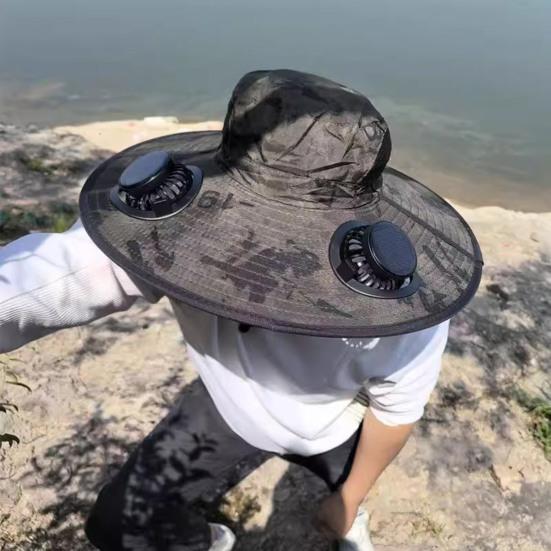 Solar Fan Hat with Dual Rechargeable Fans Design Wear-Resistant Sun Protection