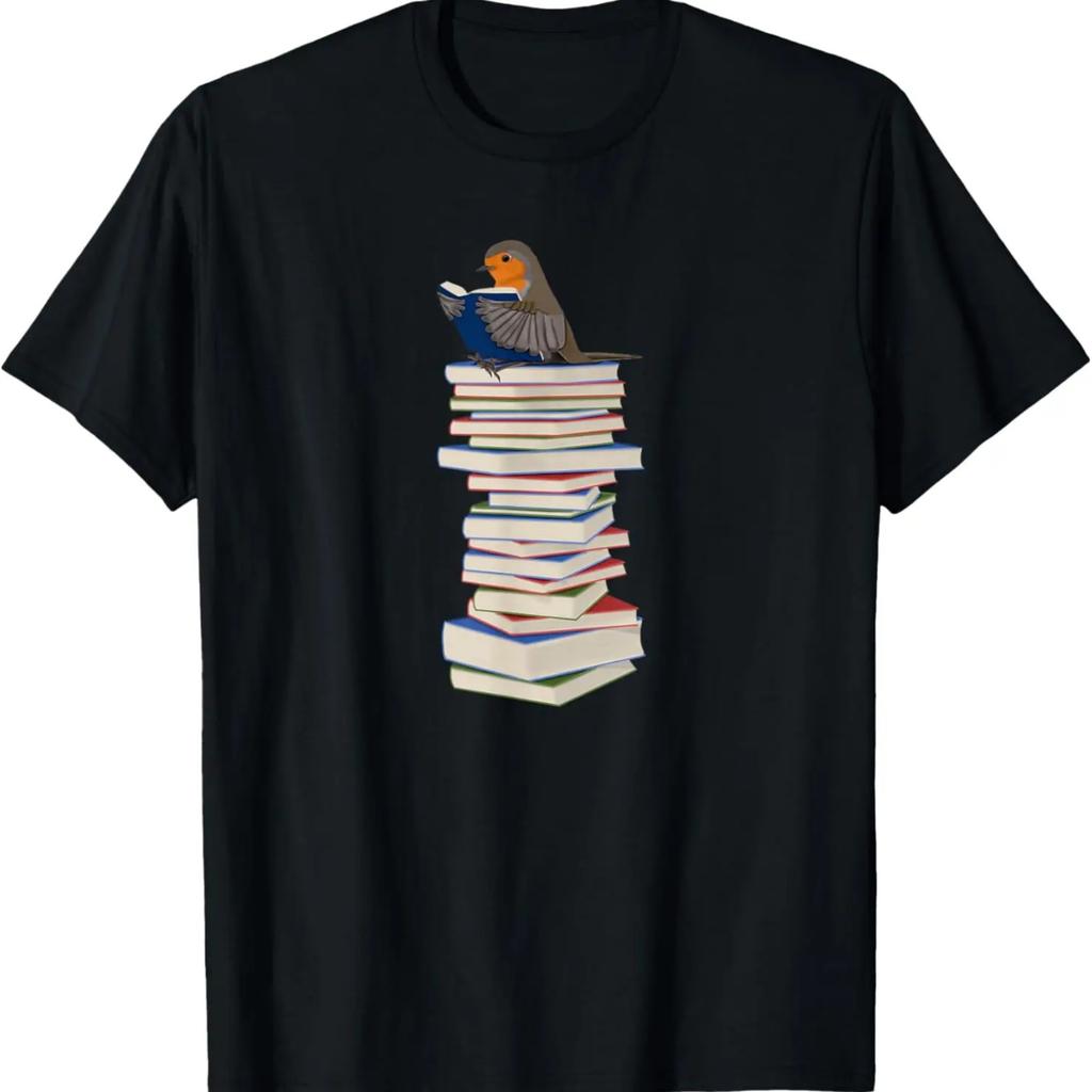 Robin Bird Reads Books Funny Garden Backyard Birds T-Shirt