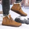 TUINANLE Winter Barefoot Boots Men Winter Sneakers Ankle Snow Shoes Plush Hiking Boots Warm Sporting Shoes Big Size 48Black