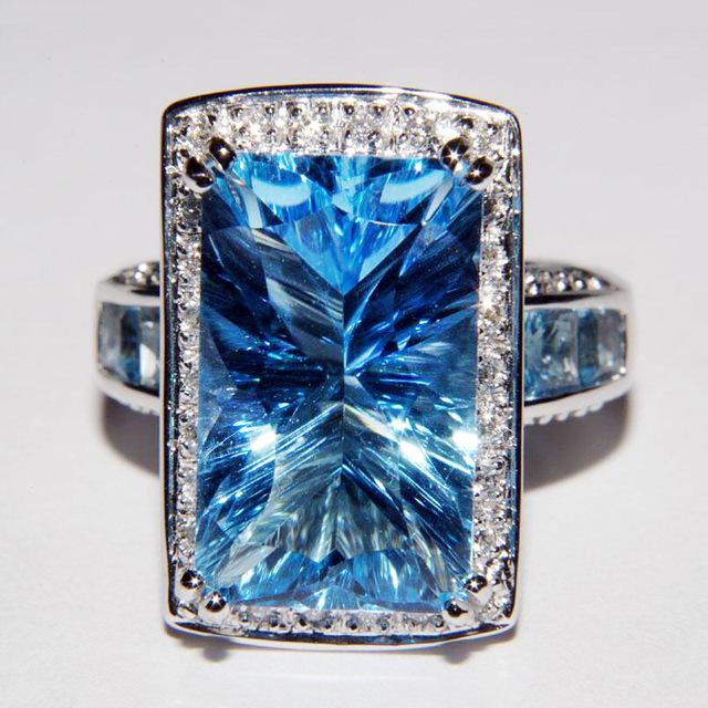 Solid 100 % 925 Sterling Sølv Opprinnelse Sapphire Gemstone Ring For Kvinner Menn Bryllupsbånd Anillos De Sapphire Silver 925 Smykker