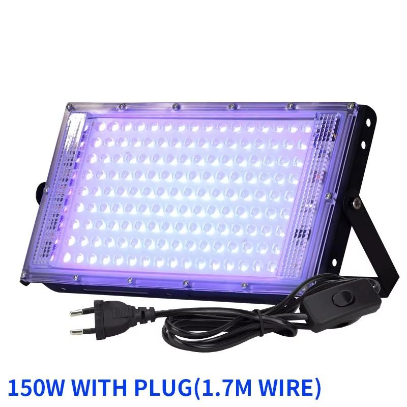 LED UV-Flutlicht 395nm 400nm 50W 100W 150W LED Bühnen-Schwarzlicht 220V Wasserdichte Ultraviolette Fluoreszierende Party-Bühnen-Hintergrundbeleuchtung