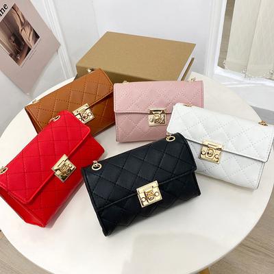 Bolsa Quadrada Pequena Bolsa de Ombro Feminina Bolsa de Corrente Losango Feminina