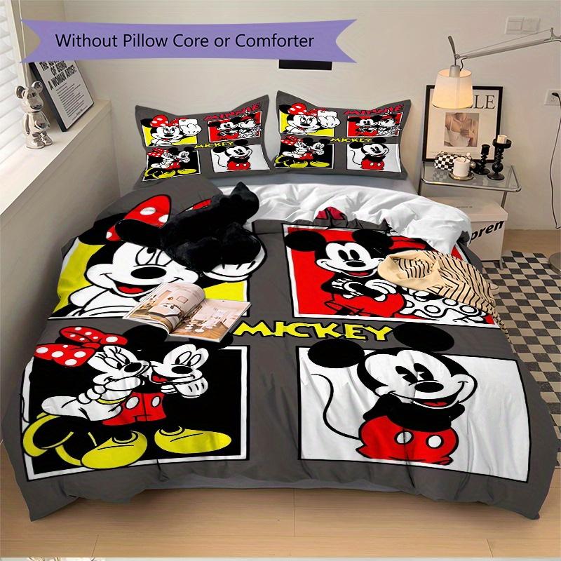 3pcs Disney Series Mickey Minnie Bedding Set 1 Soft Quilt Cover + 2 Pillowcases, Machine Washable Suitable for All SeasonsS029