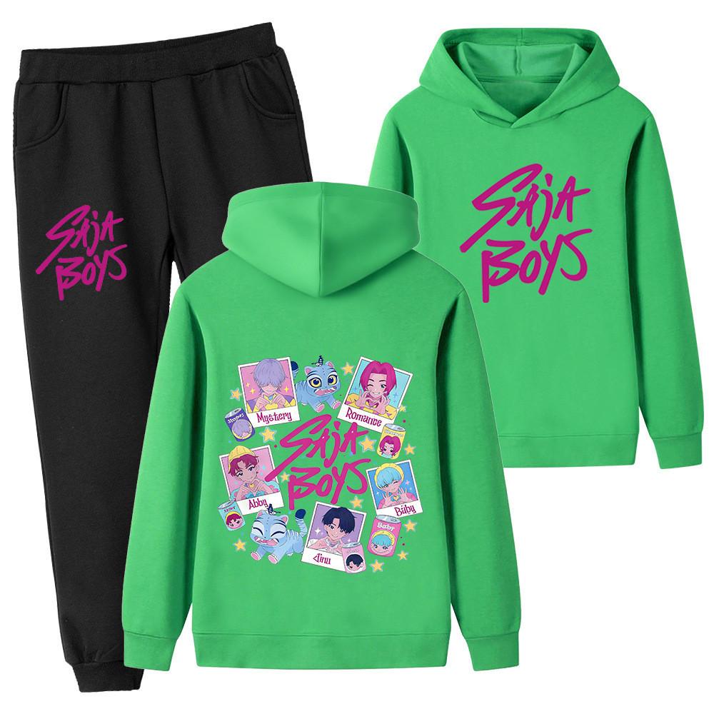 PB1206-2 Kids Boys Girls Kpop Mira Zoey Rumi Sajaboys Double-sided Print Long Sleeves Hoodie Pants Trousers Clothes Sets