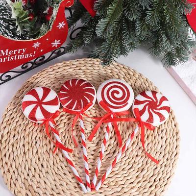Large Christmas Lollipop Pendant Cartoon Foam Big Lollipop Ornament Exquisite Xmas Candy Hanging Decor Holiday Party Supplies