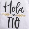1-18 Months Baby Cute Spanish Letters "Hola Tio" Print Cotton Bodysuit Casual Short Sleeve Jumpsuit
