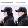 Winddichte Wintermütze für Herren Leder Baseballkappe Weiches Plüsch Warm Schirm Ohrenschutz Skifahren Outdoor Kaltwetterausrüstung