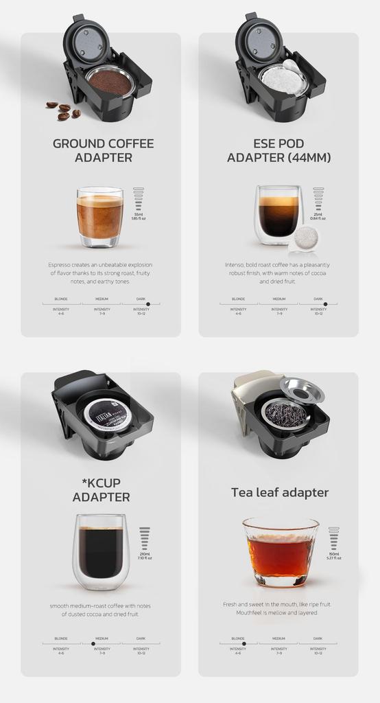 HiBREW H1B Pods Coffee Maker, 600ml Water Tank, 20 Bar Pressure Extraction, Cold/Hot Mode, LED Indicator