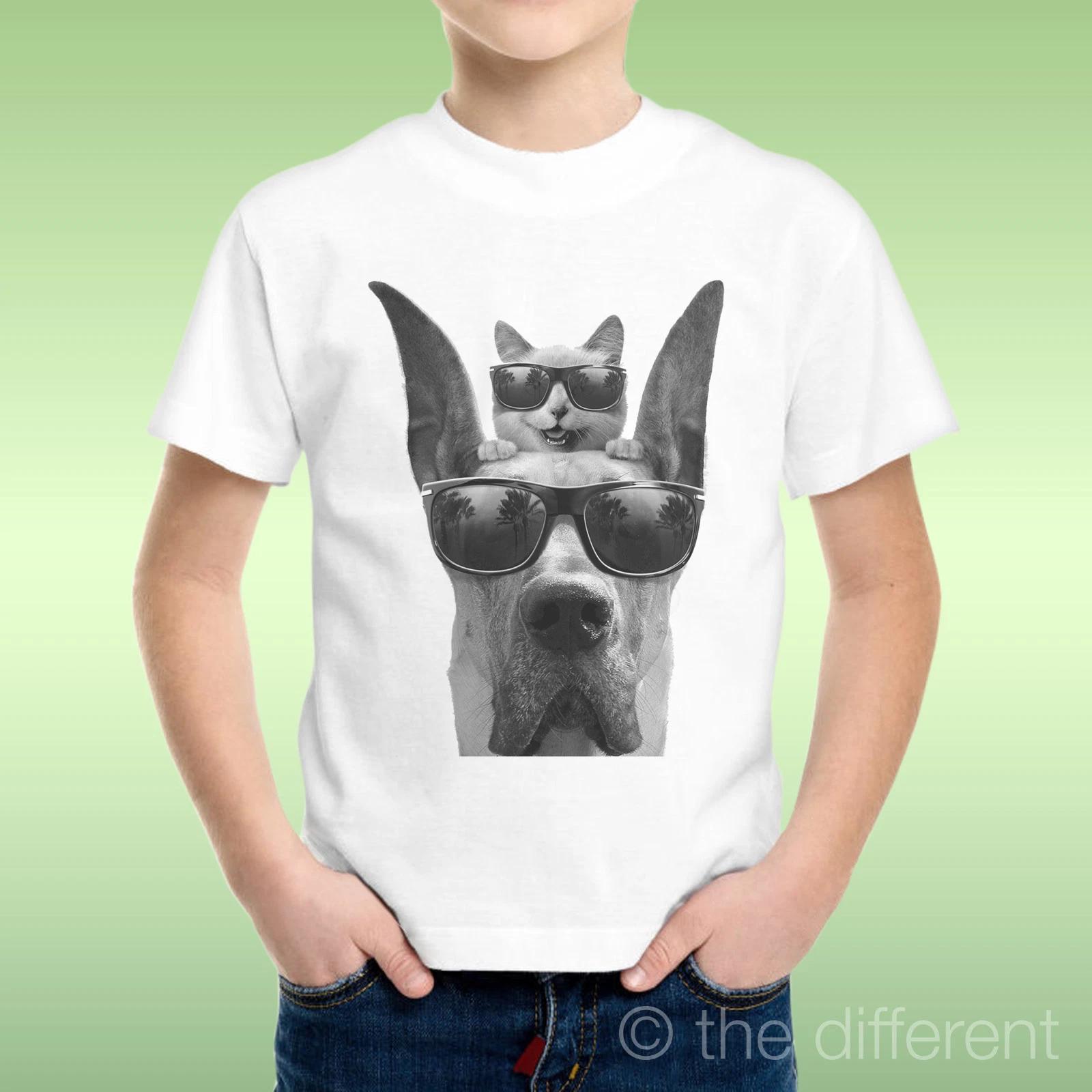 kids boys kids boys kids boys kids boys kids boys T-shirt Child Boy Dog & Cat Glasses Funny Dog And Cat Gift Idea 130