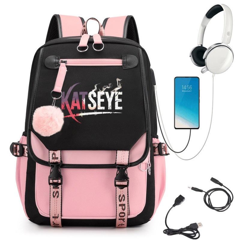 KATSEYE K-Pop Cartoon USB-Lade Rucksack Schultasche 60123-1