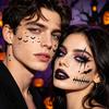 Water Transfer Body Stickers Halloween Makeup Eye Temporary Tattoos, Waterproof Spider Web Bat Eyeliner Scary Face Decals Shadow Tattoo Sticker