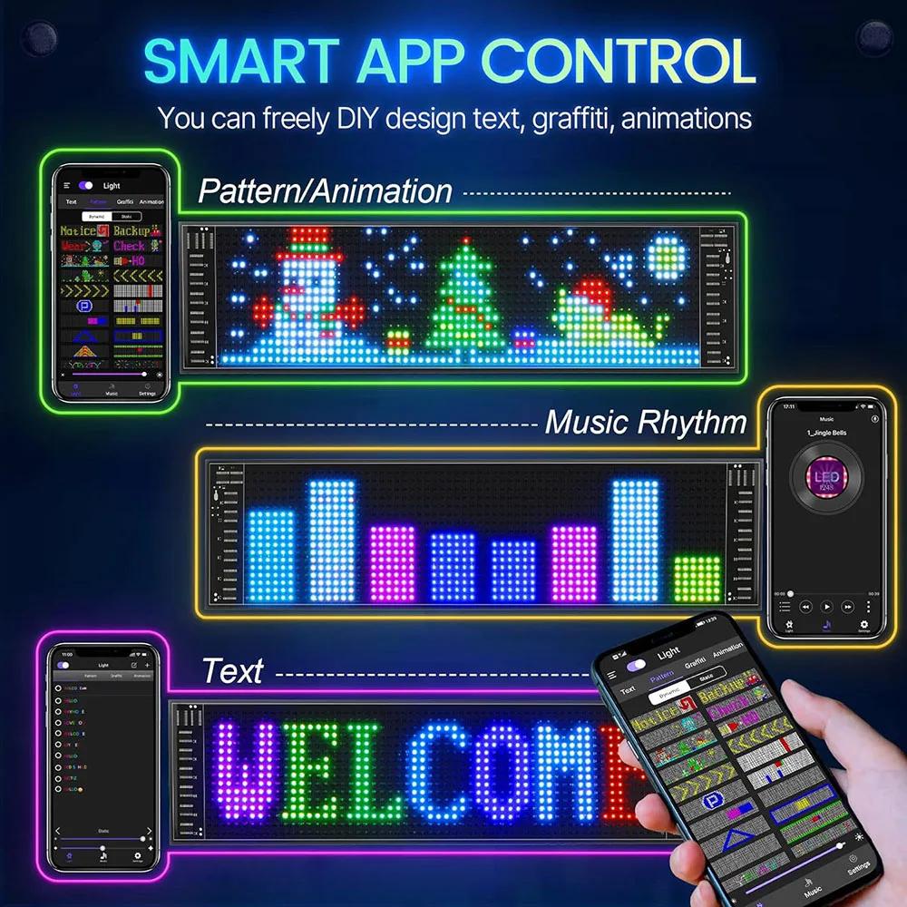 LED Matrix Pixel Panel Display Screen Flexible RGB Car Pattern Graffiti Scrolling Text Animation Shop Reminder Light Bluetooth
