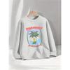 Kids Sweatshirt with Tropical Palm Tree & Beach Print - Soft Round Neck Casual Shirt for Kids, Spring/Autumn Outfits (Hand Washable)