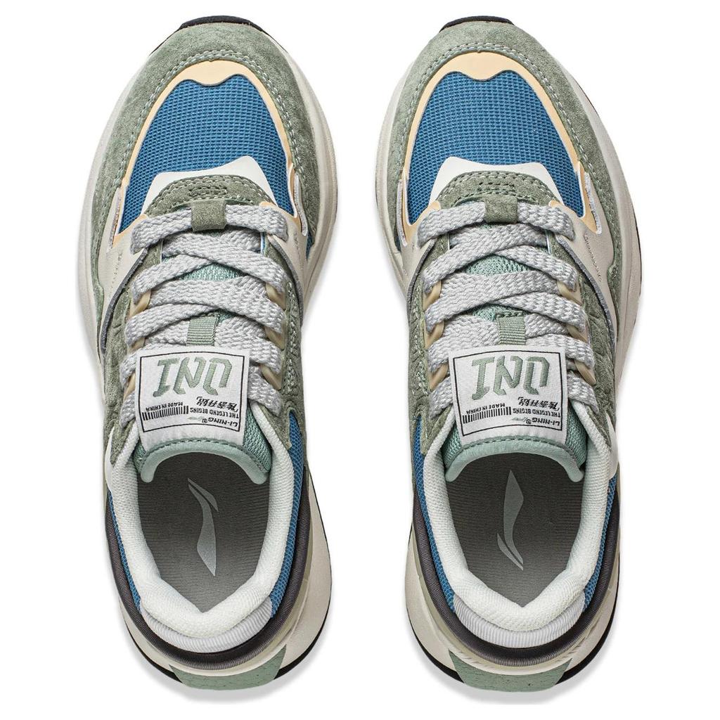 Li-Ning Comfortable Versatile Shock Absorbing Non-Slip Low-Top Casual Shoes Women sneakers Green Blue White AGCU062-3