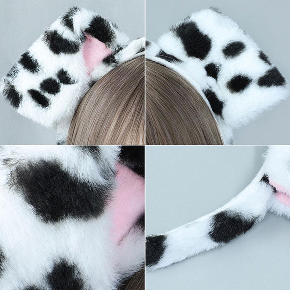Bandeaux d'oreille en peluche mignons pour chiens dalmatiens Bandeau de spa Oreilles d'animaux réalistes Accessoires de convention de bande dessinée Accessoire de fête de festival