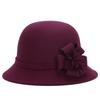 Women Retro Flower Bowler Hat Solid Color Cap for Party Prom Cocktail Travel