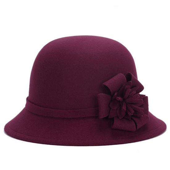 Women Retro Flower Bowler Hat Solid Color Cap for Party Prom Cocktail Travel