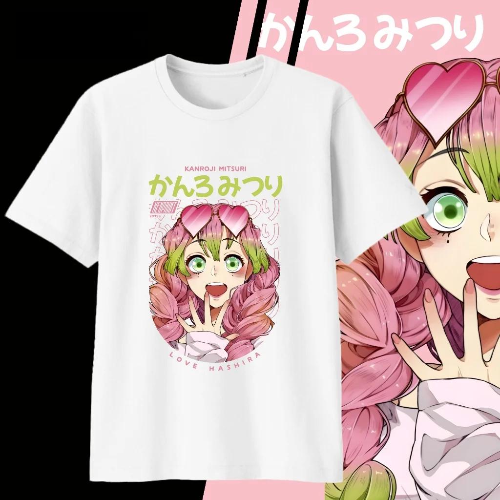 

2026 Fashion Demon Slayer Anime Mitsuri Kanroji Casual Y2k Graphic Comfortable TShirt Men Women High Quality Japanese Clothes... S разноцветный