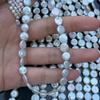 1String, White Natural Freshwater Pearls, Handmade Button Pearl Beads for Jewelry Making DIY Crafts (Beads 8-9mm, Length 36cm)