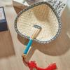 Handmade Summer Woven Palm Fan for Babies and Children, Portable Old-Fashioned Hand-Cranked Large Palm Fan, Banana Fan, Retro Style