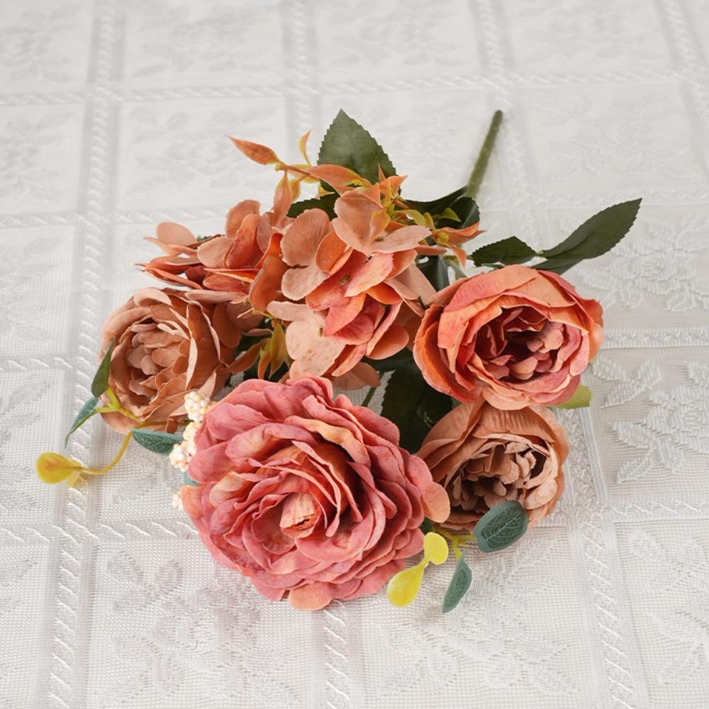 Rose Artificial Peony Flowers Landscape Silk Hydrangea Fashion Bridal Bouquet  Wedding Arrangements