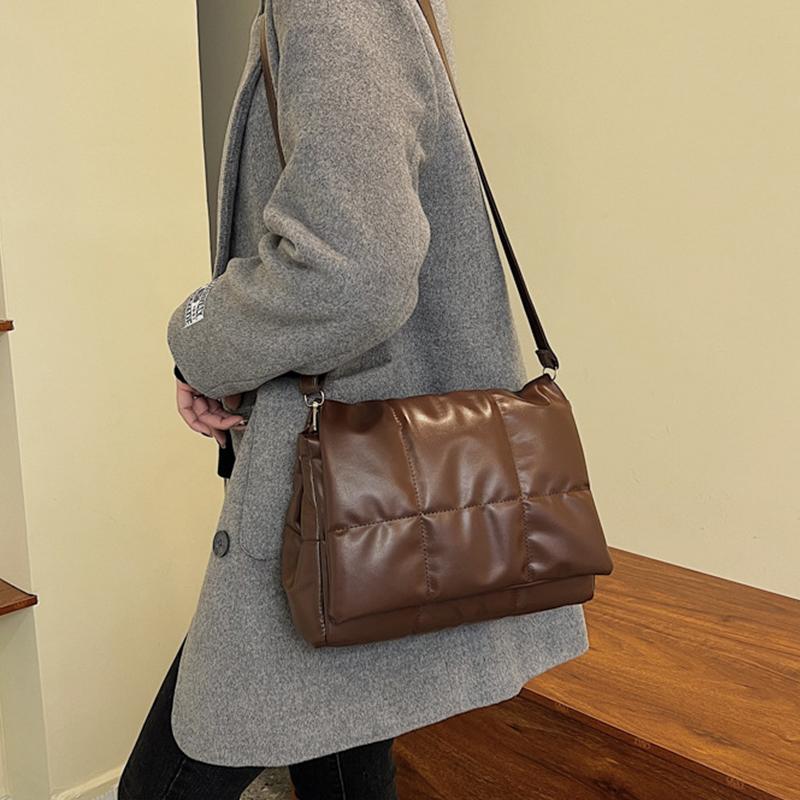 Yogodlns Vintage haftowana torba na ramię w kratę kobieca miękka skórzana torba Crossbody torba z klapką designerska torebka pod pachami