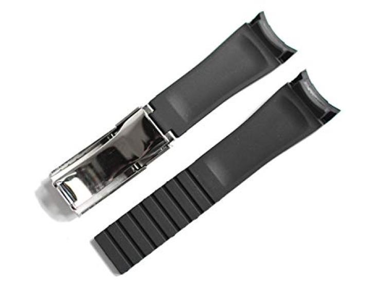 King Watch Parts Compatible with Rolex Aftermarket Rubber Strap with Buckle for Explorer Black Stainless Steel 19mm [Import Original] Etc.