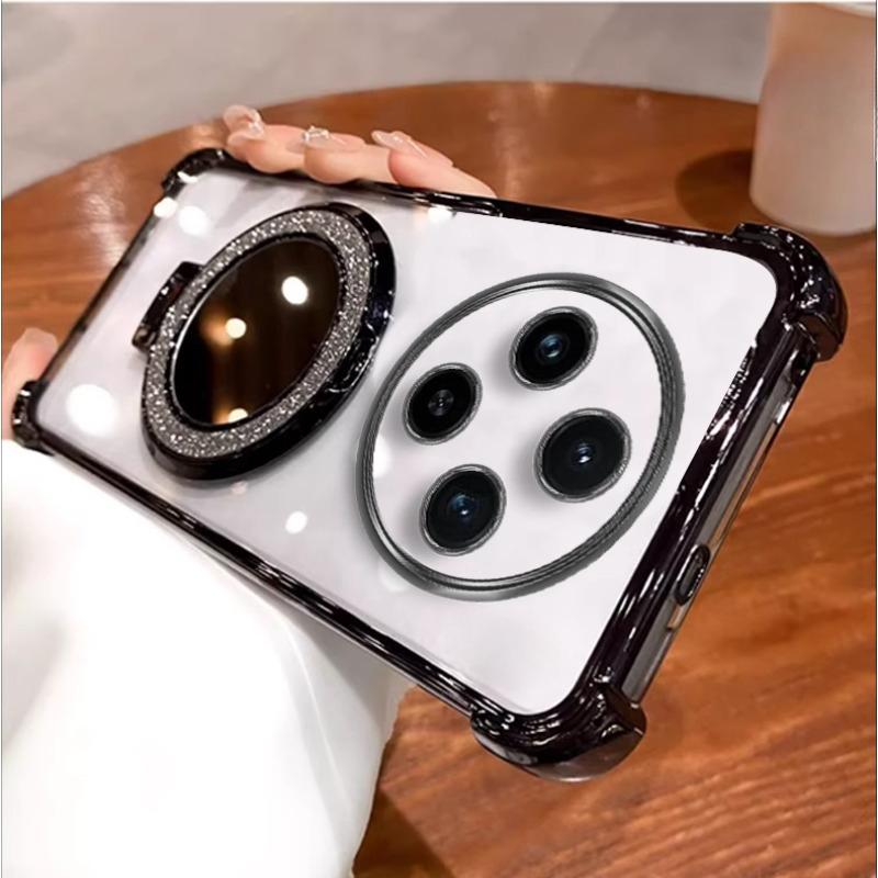 Luxury Glitter Mirror Holder Case For Redmi Note 14 Pro Plus 14C 13C 12C for POCO F7 X7 X6 Pro Shockproof Stand Soft Cover