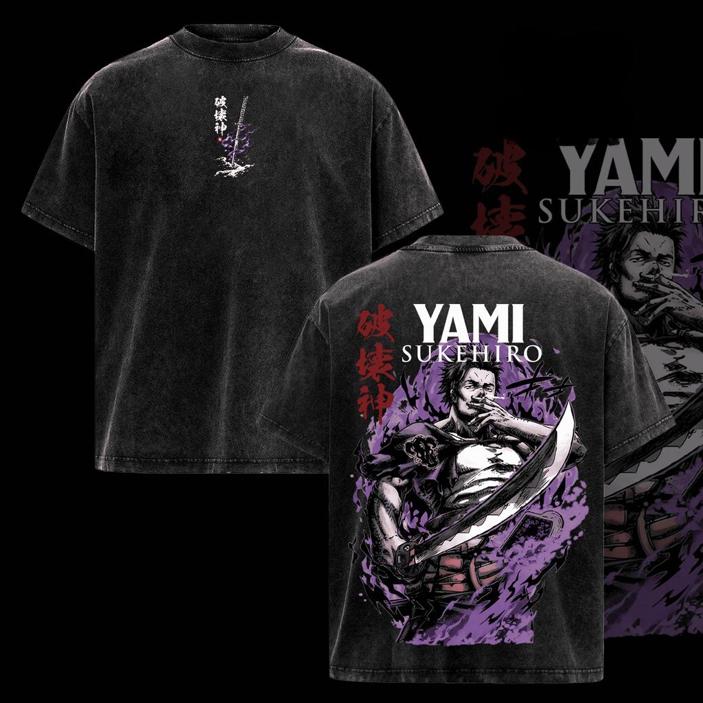Yami Sukehiro Black Clover T-shirt Anime Printed Tshirt For Men's Clothing Y2k Washed Oversized T Shirt Pure Cotton Tees Tops