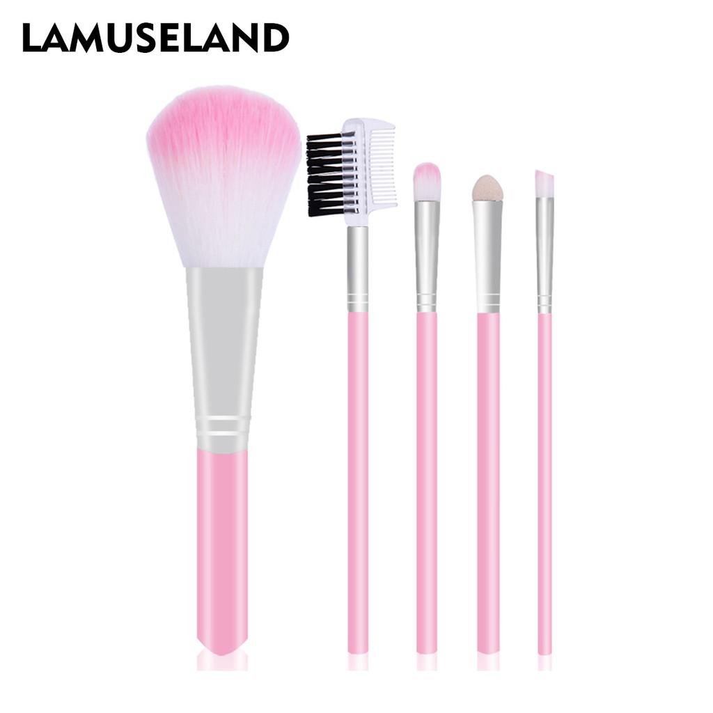 LAMUSELAND Makeup Brush Face Pink Brush (5 Pcs/Set) #1406-OPP-P