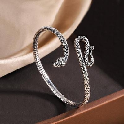Pulsera Hip Hop Europea Plateada con Forma de Serpiente