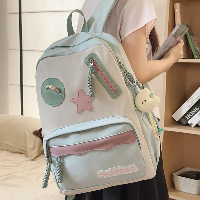 Color Block Student Schoolbag Large Capacity Backpack Women's Travel Backpack