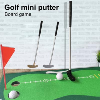 1 Set Mini Golf Putter Club with 2 Golf Balls TPR Grip Right Left Handed Stainless Steel Golf Club Kids Adults Table Game Golf Putter Training