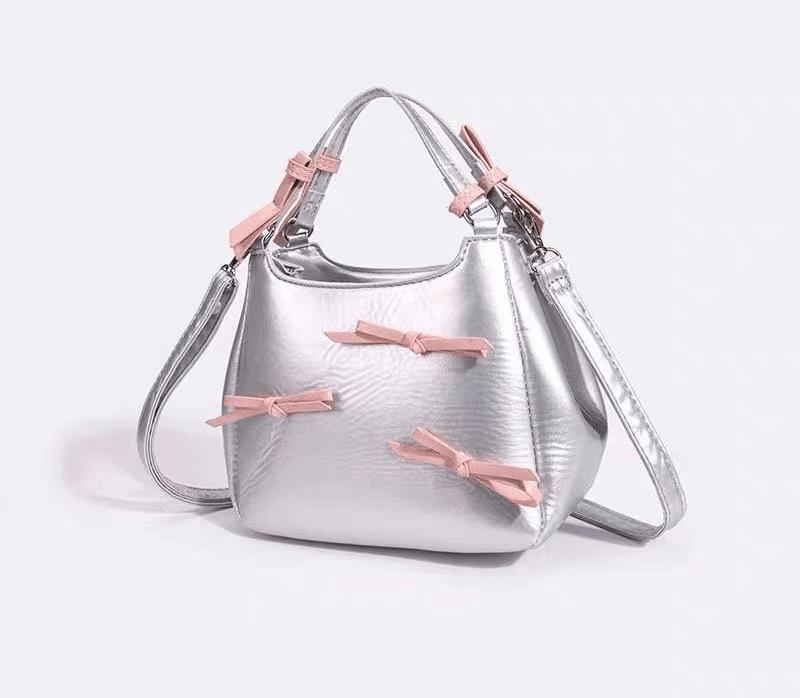 

Ballet Butterfly Portable Shoulder Crossbody Spring And Summer Bucket Vegetable Basket Bag Bow Niche Design High серебряный