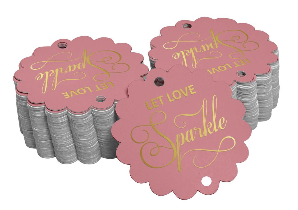 Inkdotpot 100 Pack Let Love Sparkle Wedding Favor Paper Tags Craft Real Gold Foil Hang