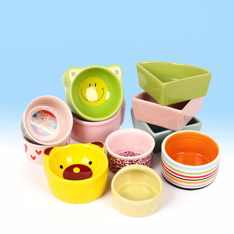 Hamster Ceramic Feeding Bowl Feeding Basin Guinea Pig Chinchilla Hedgehog Small Pet Round Bowl Food Water Feeder