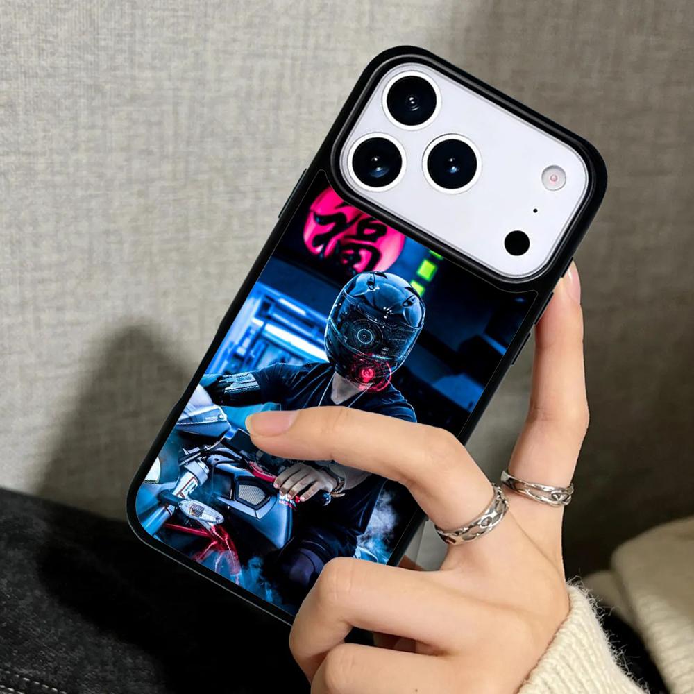 Capa Case for iPhone 17 Air 16 Pro Max 15 Plus 11 13 Mini 14 12 Back Phone Cover Neon Motorcycle Biker