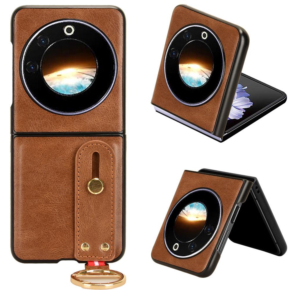 

For TECNO Phantom V Flip Case PU Leather+PC Phone Cover with Bottle Opener Brown