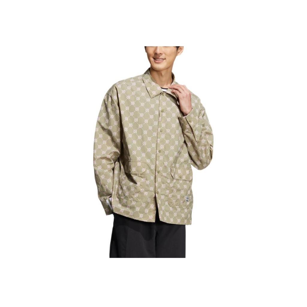 Adidas Neo Retro Floral Print Turn-Down Collar Jacket Men Outerwear Brown HM2039