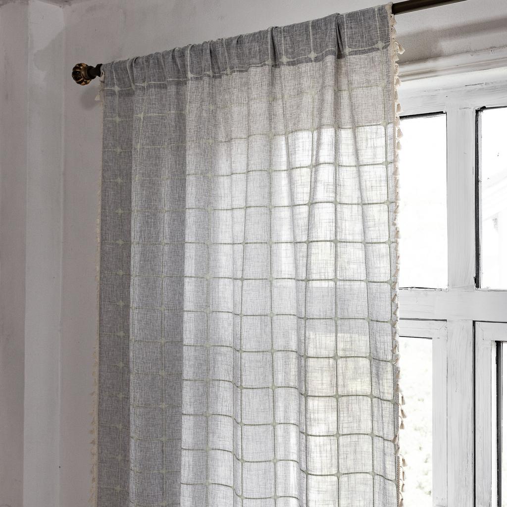 Curtain Finished Kitchen Bedroom Small Window Bay Window Half Curtain Privacy Decoration Gray Short Curtain