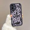 Custodia Moda Stampata con Farfalle Nere + Cordino Nero Guscio Flessibile Morbido in Silicone TPU Copertura Posteriore Completa per IPhone Samsung Xiaomi Redmi