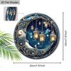 Himmlischer Mond & Laternen Holzschild, Runde Wanddekoration, Mystische Nachthimmeldeko - Ideal für Fantasy & Hexen-Wohnästhetik