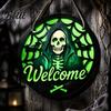 Halloween Hanging Wooden Horror Grim Sign Skeleton Spooky Sign Welcome Door Hanger Reaper Dark Style Ornament Plaque for Front