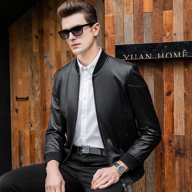 Men's Lambskin Baseball Collar Leather Jacket
