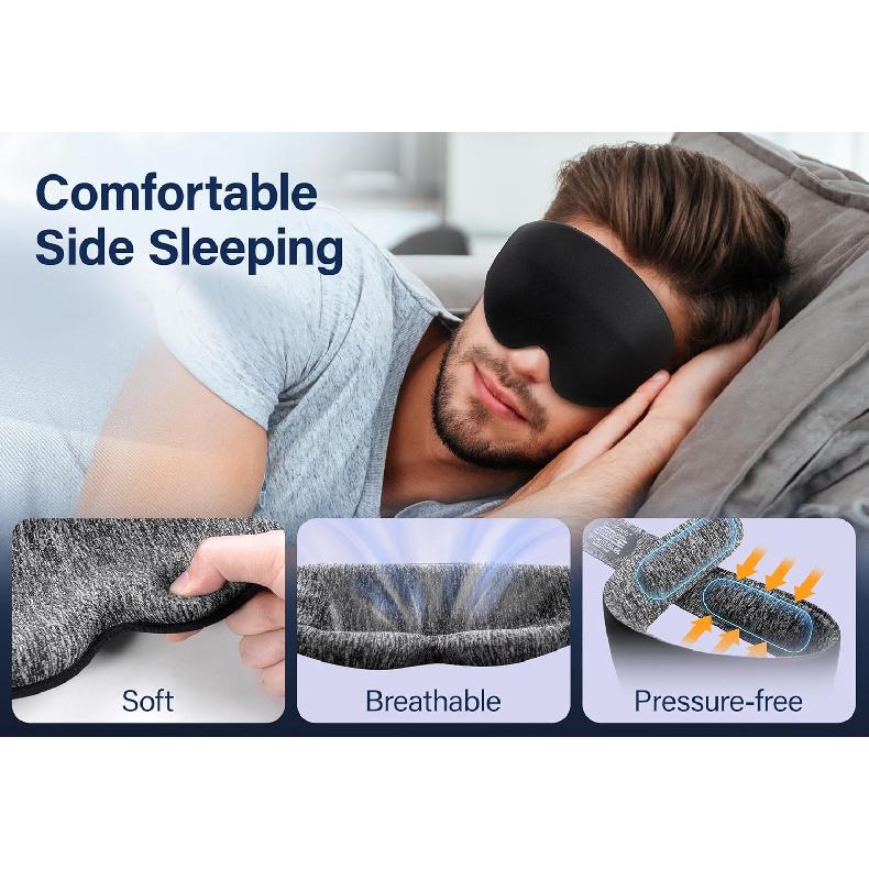 Sleep Mask Blackout, LC-dolida 3D Eye Mask for Sleeping, Soft and No Pressure On Eyes, Sleep Mask for Men Women Sleeping Nap Travel