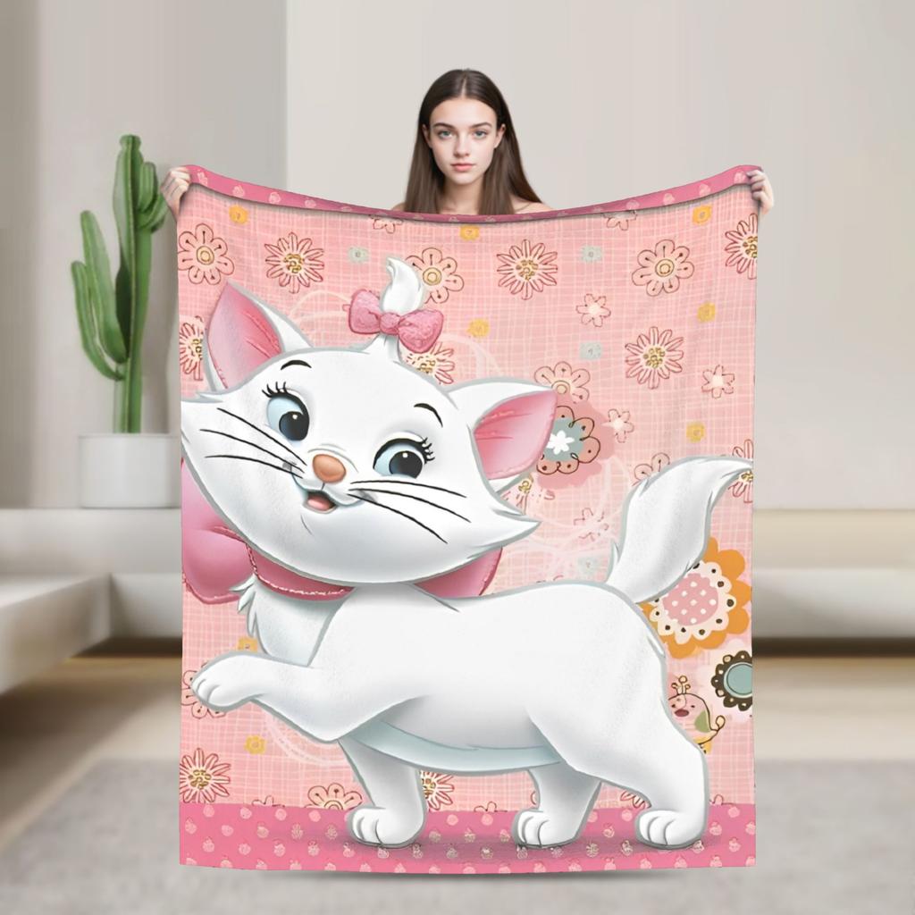 Marie Cat Cartoon  Warm Soft Blanket  Camping Plush Throw Blanket Fashion Home Decor Flannel Bedspread Sofa Bed Cover