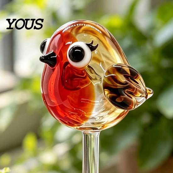 Decorative Plant Inserts for Pots Handmade Stained Glass Stake, Octopus Bird Turtle Animal Durable Decorations Shape Garden Ornament Potted